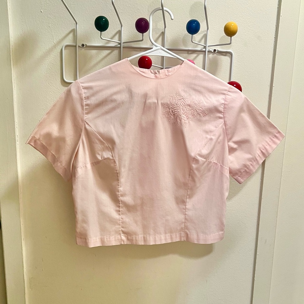 50s Vintage 🌺 Hand-Embroidered Blouse